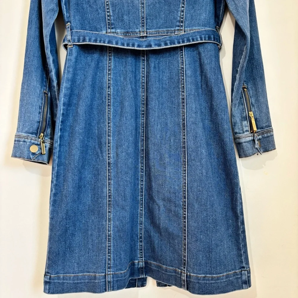 BWT INC International Concepts denim blue shirtdress gold zipper trench dress 2 - Picture 10 of 16